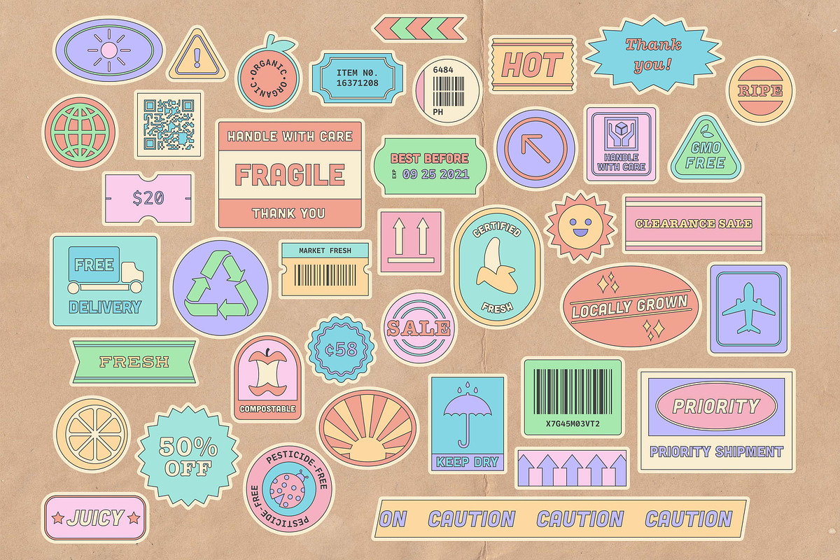 Pastel Produce-Package Sticker Pack, an Illustration by Creativity Bucketlist (Photo 4 of 5)