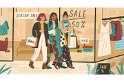 Trendy girls going shopping together, a Person Illustration by Good Studio (Thumbnail 1 of 3)