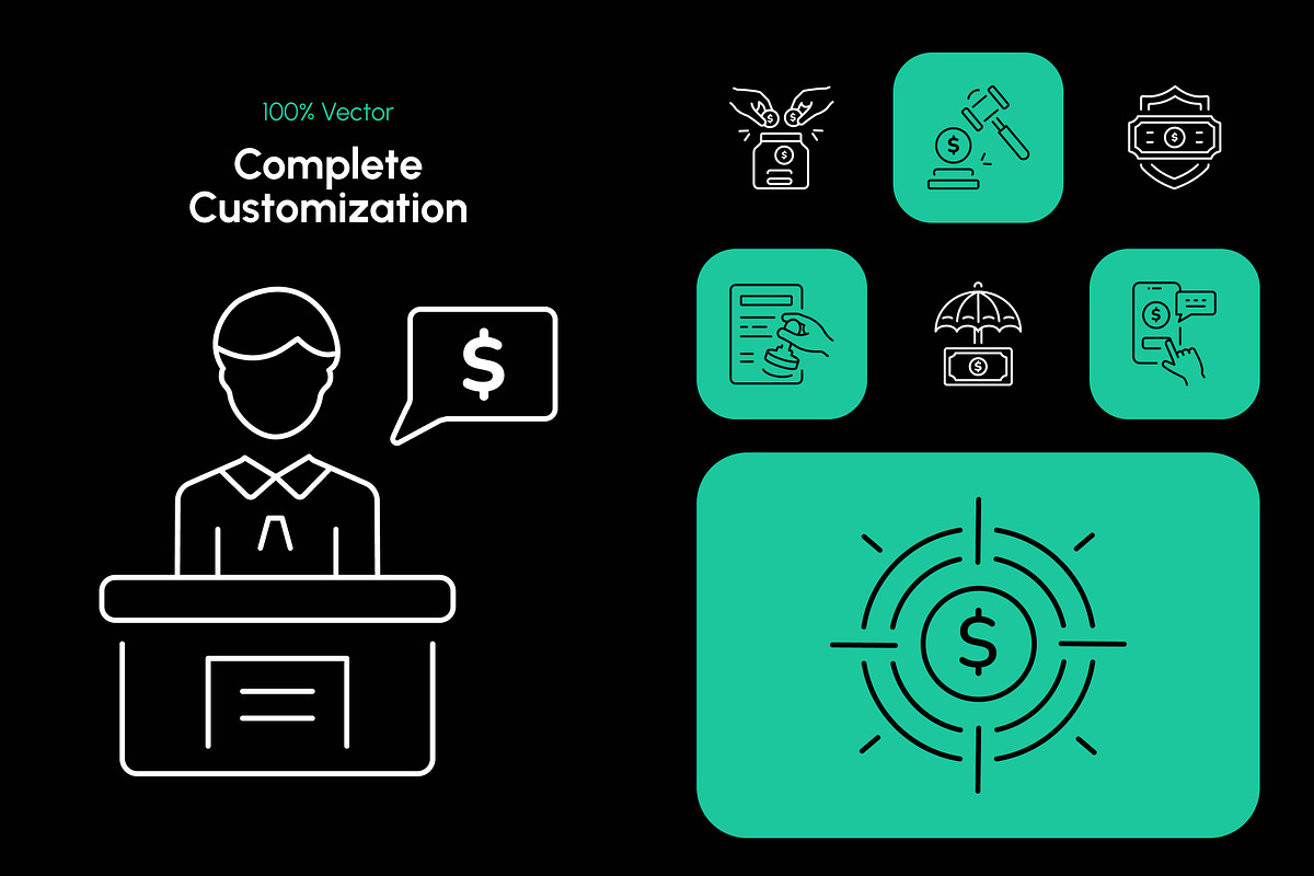 Banking Icon Art Set, an Outline Icon by Prosymbols (Photo 5 of 8)
