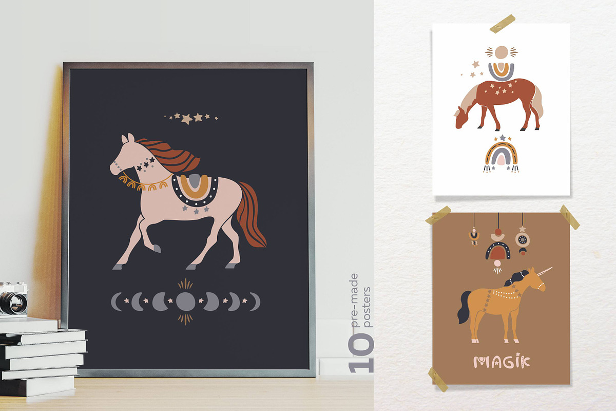 Boho Christmas horses and unicorns, an Object Graphic by yttadesign (Photo 6 of 15)