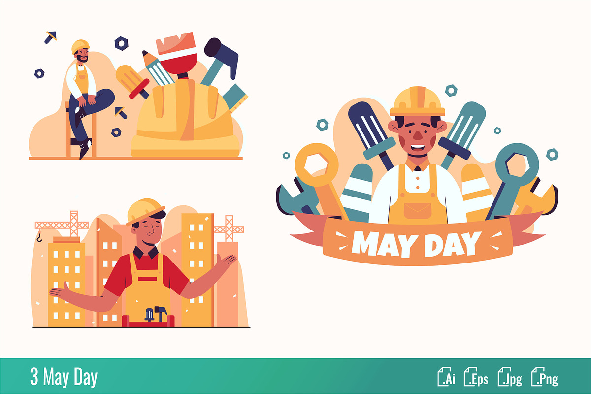 May Day - Flat Illustration, a Work Illustration by SlideFactory