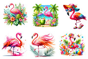 Watercolor Summer Flamingo Clipart, an Illustration by Dream Creation (Thumbnail 4 of 4)