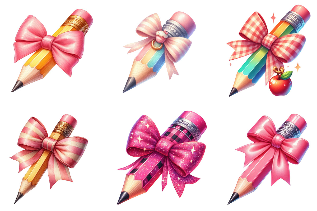 Colorful Coquette Pencil School Clip, an Illustration by DreamArtGraphic (Photo 4 of 5)