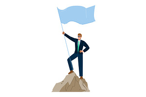 Businessman planting flag on, a Person Illustration by pikepicture