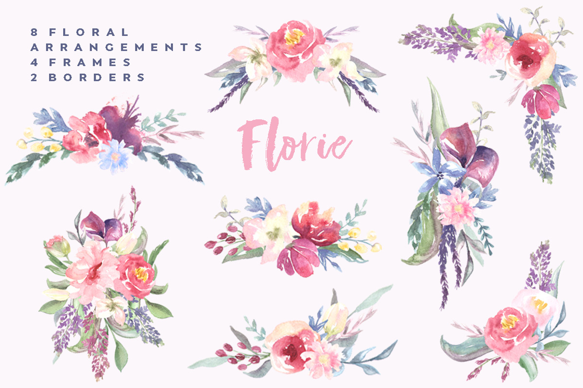 Watercolor arrangements, frames, an Illustration by KitsPix (Photo 1 of 4)