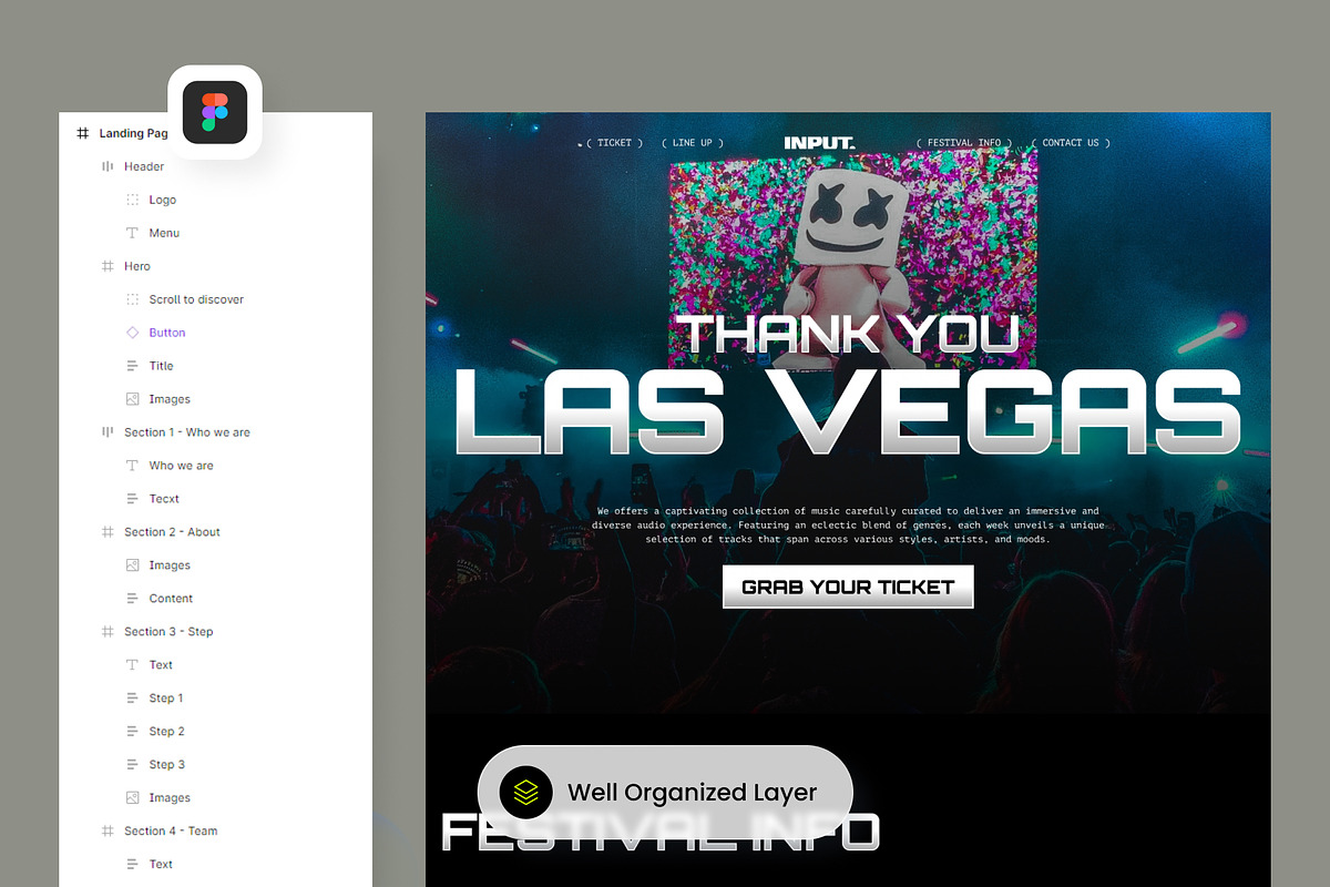 Input - Music Festival Landing Page, a Landing Page Template by SLAB! Design (Photo 3 of 4)