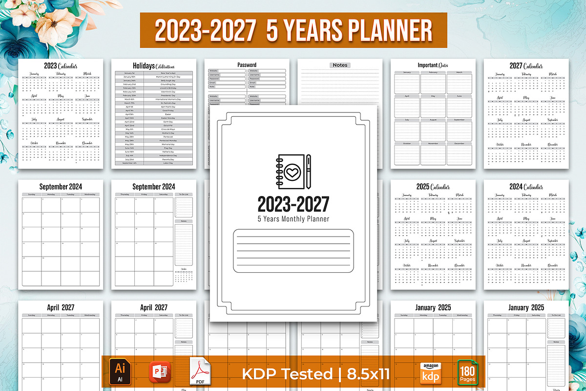 2023 - 2027 Five Year Planner, a Templates & Theme by Brix Lab (Photo 1 of 11)