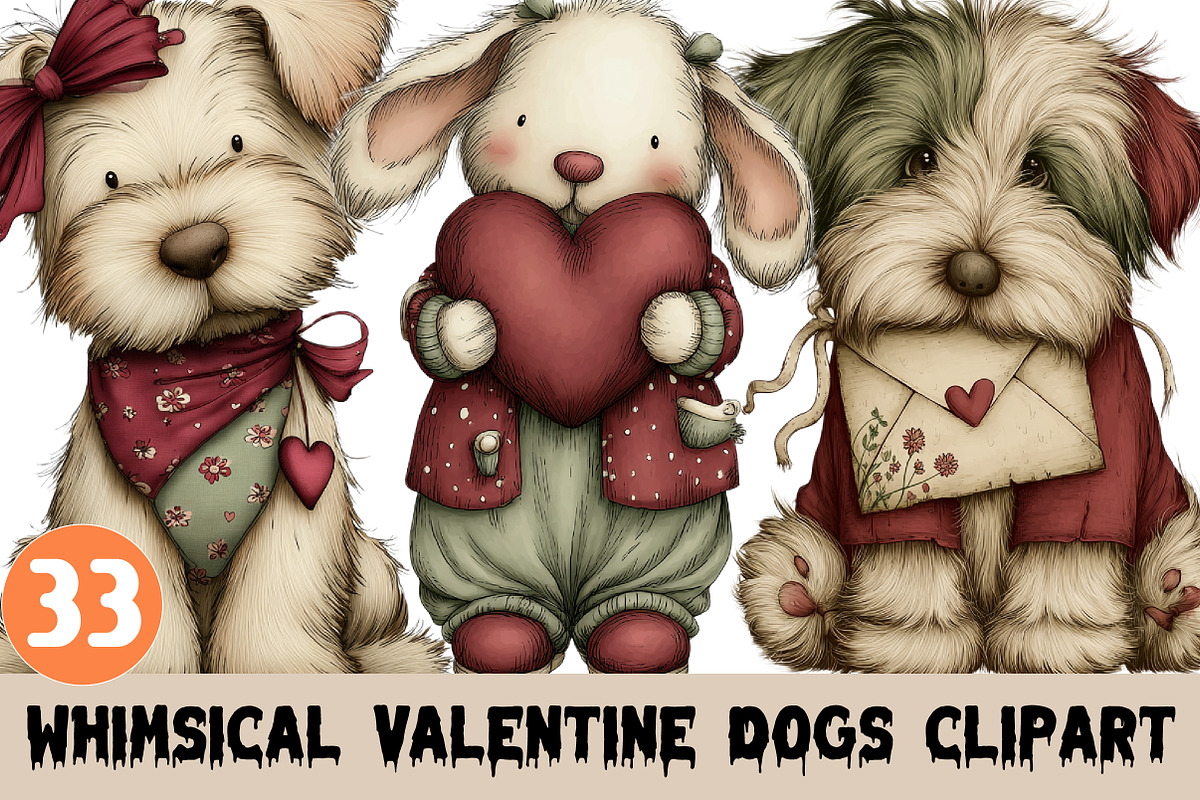 Whimsical Valentine Dogs Clipart, a Graphic by CitraGraphics (Photo 1 of 4)