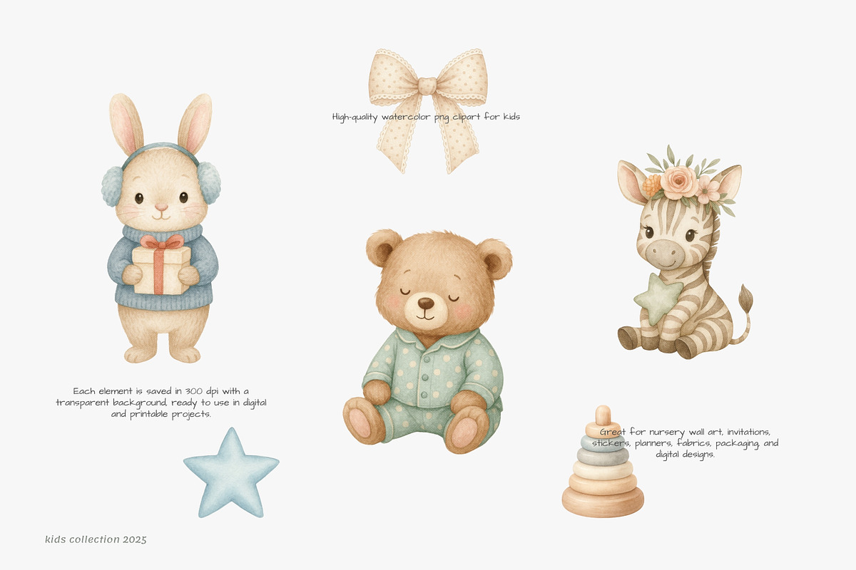 dreamy set of baby bears nursery, a Decorative Illustration by Pink Studio Art (Photo 4 of 9)