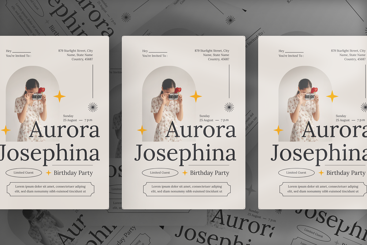 Minimalista Birthday Invitation, an Invitation Template by Annora Studio (Photo 3 of 4)