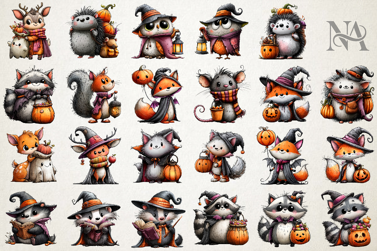 Cute Halloween Woodland PNG Clipart, a Seasonal Illustration by RobertsArt (Photo 4 of 5)