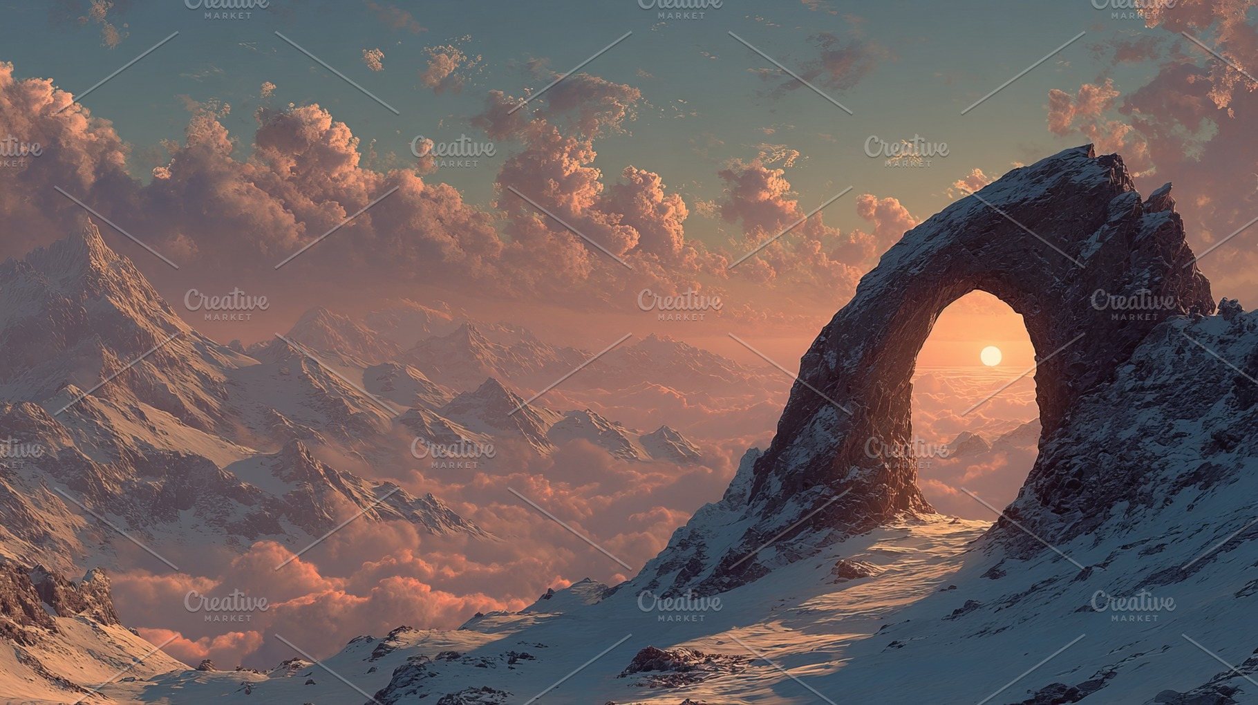 Surreal Mountain Stone Arch at Sunset, a Nature Photo by Ales Munt