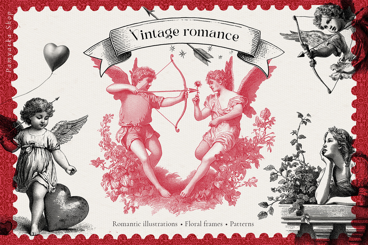 Vintage romance- Valentine's day, a Seasonal Illustration by Pamyatka Shop (Photo 1 of 18)