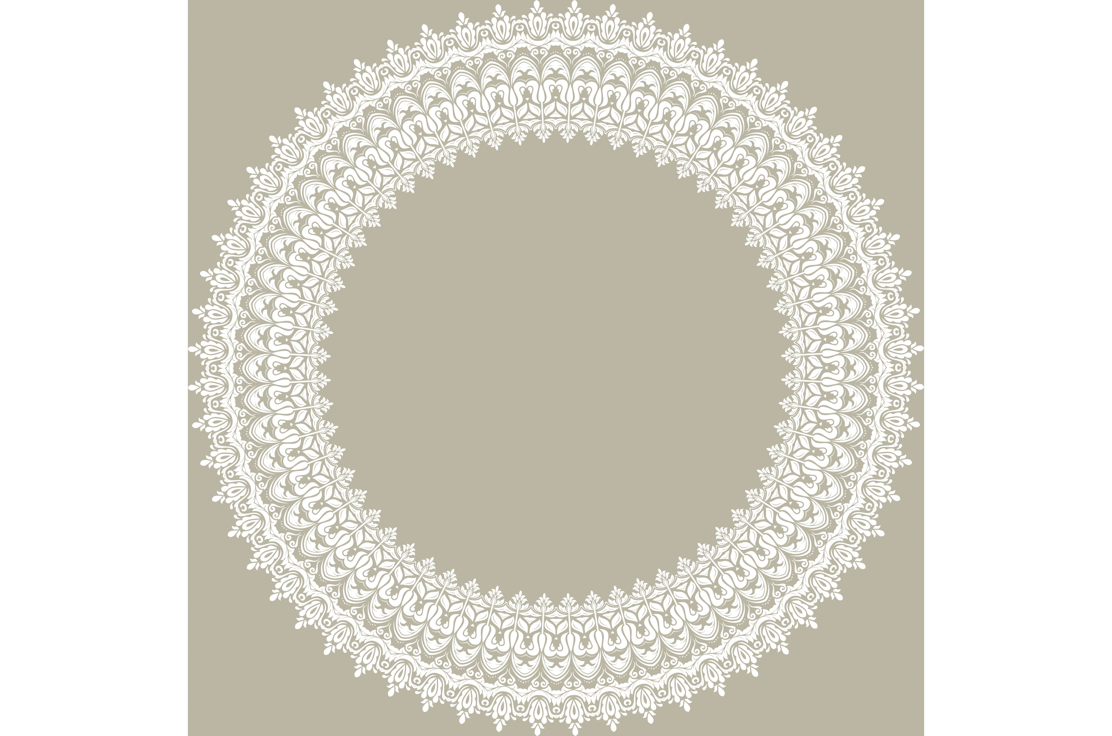 Floral Modern Round White Frame, a Pattern Graphic by FineArtStudio