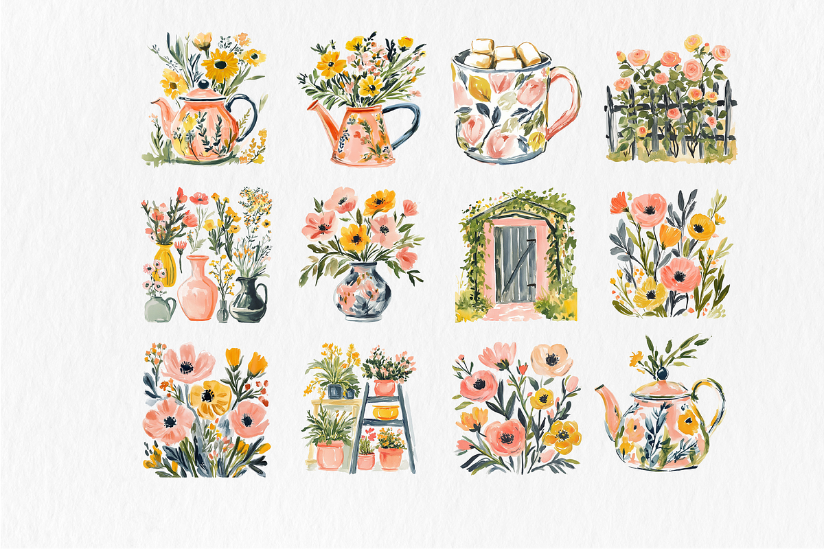 Cottage lifestyle clipart PNG set, an Illustration by Libby Wishes (Photo 3 of 3)