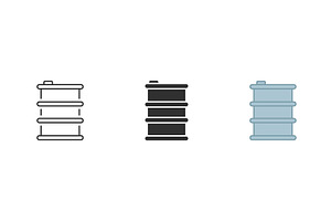 Oil Barrel Line and Silhouette Icons, an Illustration by Gentle Studio