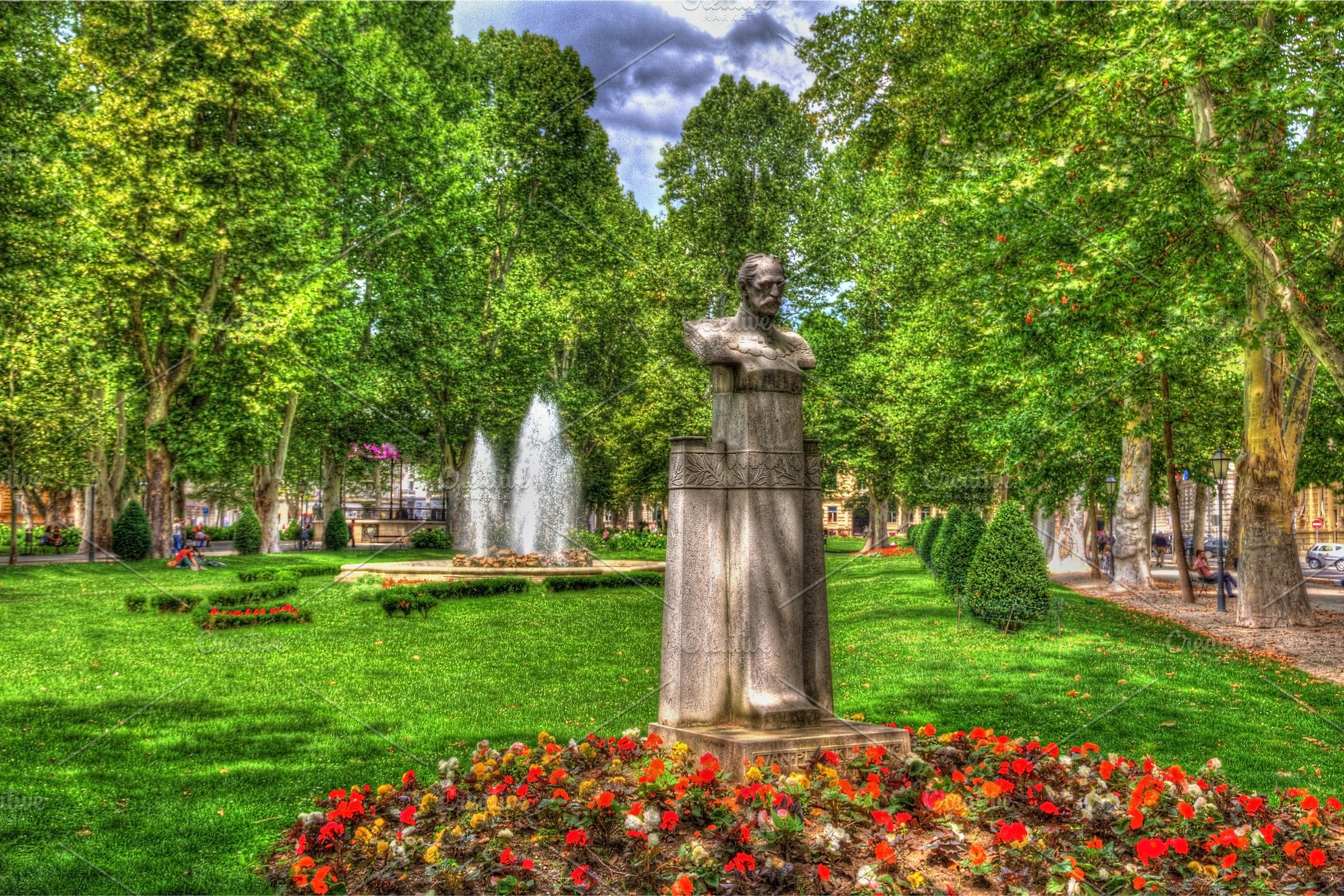 The Zrinjevac park at the Nikola Subic Zrinski square in Zagreb, an Architecture Photo by Leonid Andronov