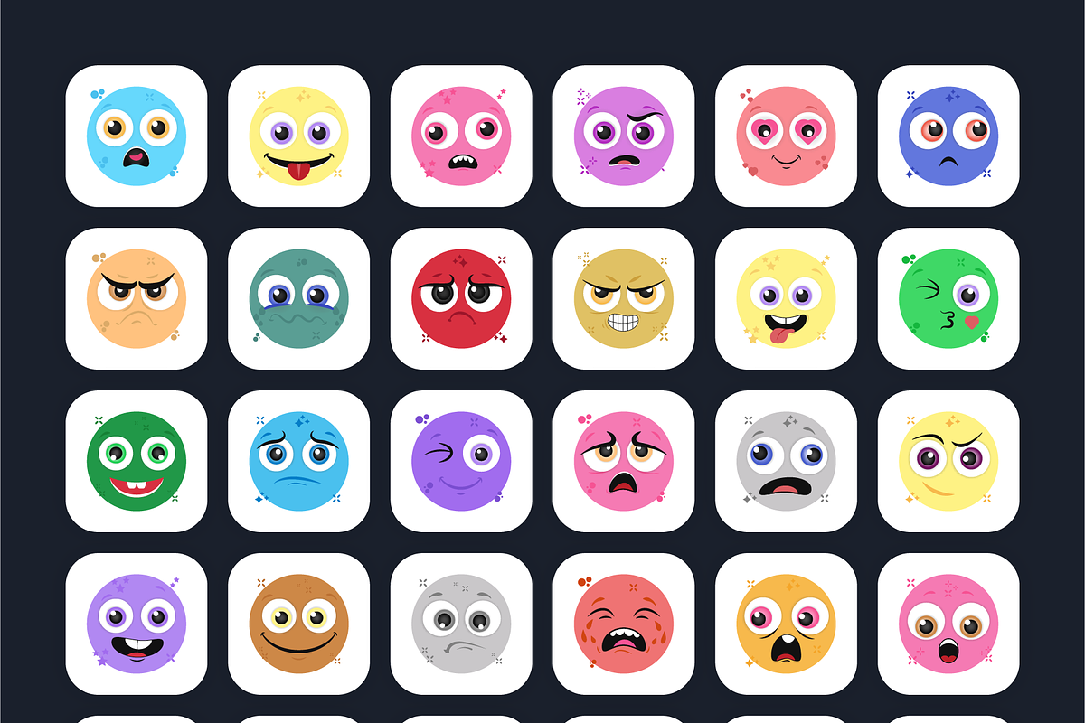 Flat Smiley Vectors, an Emoji Icon by Brickclay (Photo 7 of 8)