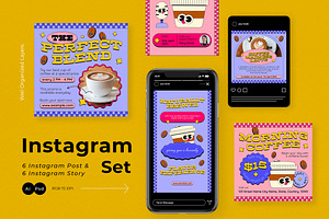 Purple Retro Instagram Pack, a Social Media Template by graphicook
