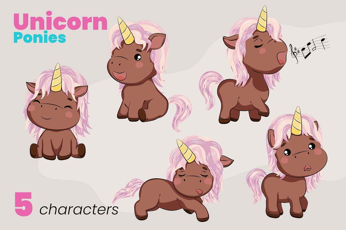 Unicorn - cute ponies, an Animal Illustration by moja doodle (Photo 4 of 6)