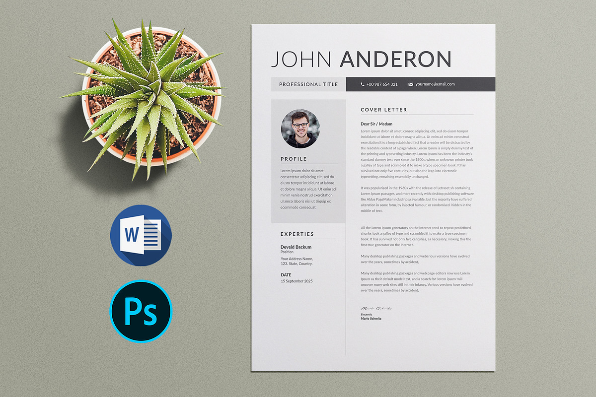 Modern Resume Template CV, a Resume Template by Pixelpick (Photo 4 of 4)