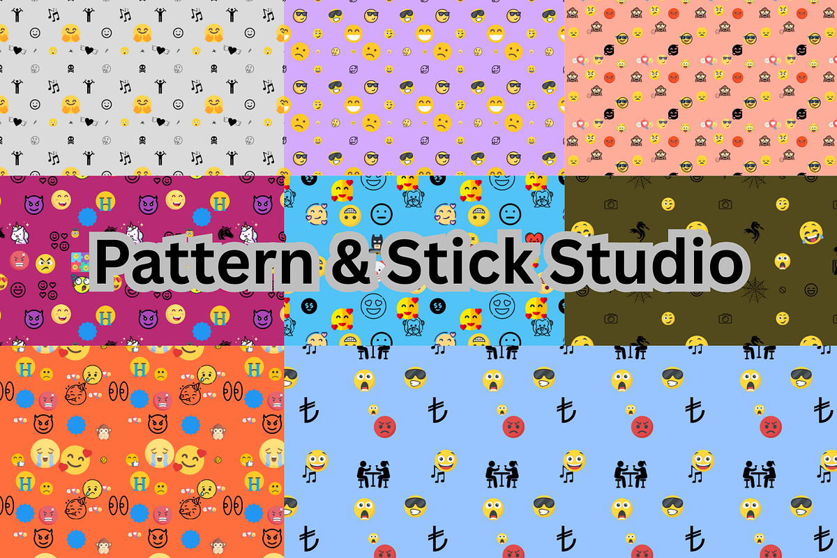 Fun Emoji Pattern Pack – Seamless, a Pattern Graphic by Pattern & Stick Studio