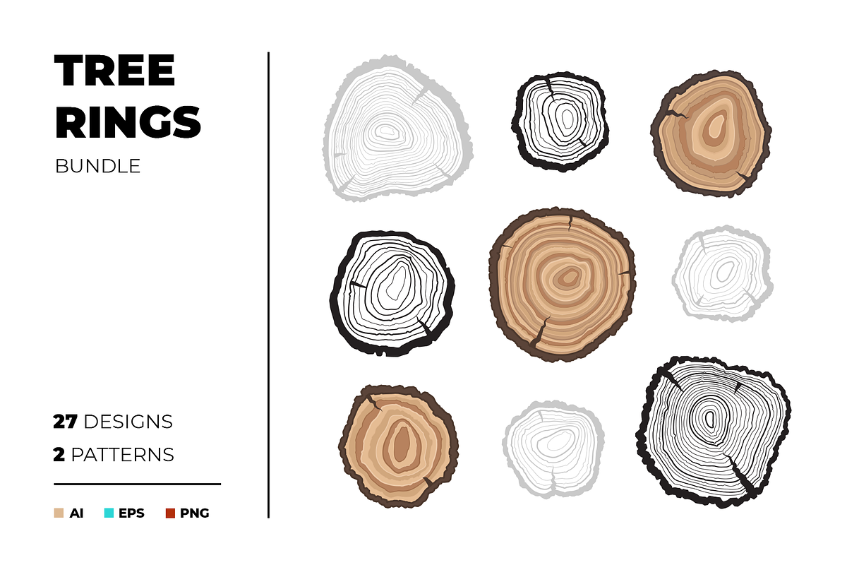 Vector tree rings bundle, a Texture Illustration by Exit Graphic Shop (Photo 1 of 4)