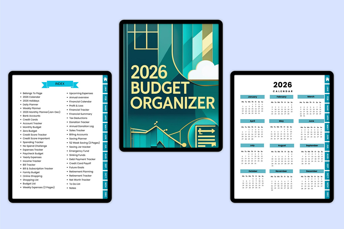 Digital 2026 Budget Organizer, a Stationery Template by Shumaya (Photo 5 of 5)