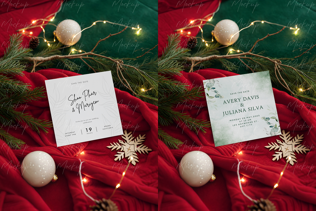 Christmas Square Card Mockup, a Product Mockup by TatiMockup (Photo 3 of 3)