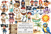 Watercolor Cute Little Pirate Clipar, a Seasonal Illustration by Design Market (Thumbnail 1 of 5)
