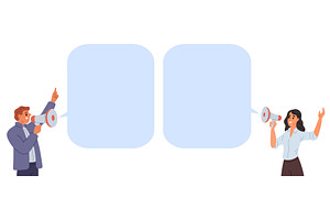 Man and woman with megaphones, a Person Illustration by Vectorbuum