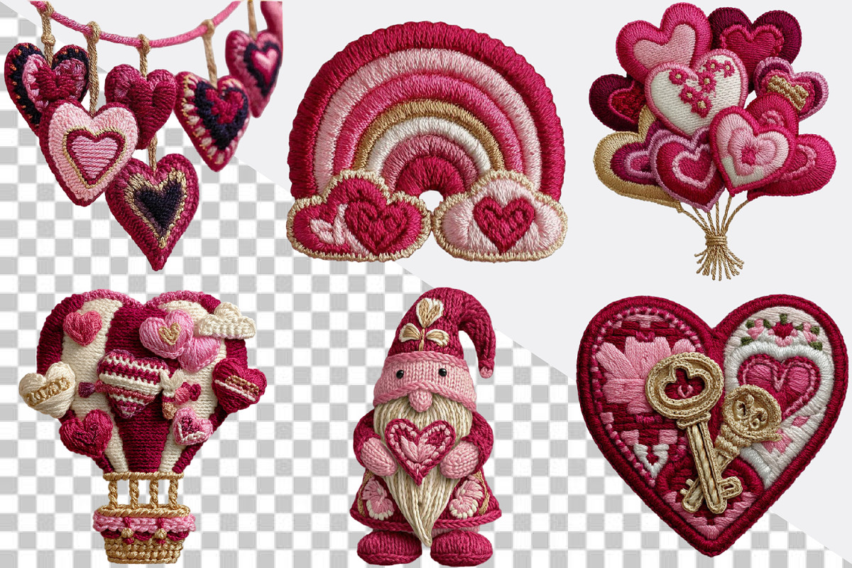 Valentine Crochet Clipart Bundle., an Illustration by SVGArt (Photo 2 of 7)