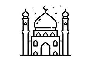 Minimalist mosque illustration icon, an Outline Icon by Nurlan's shop