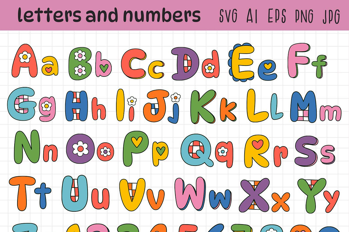 Floral letters and numbers cartoon, an Illustration by NataKa (Photo 3 of 7)