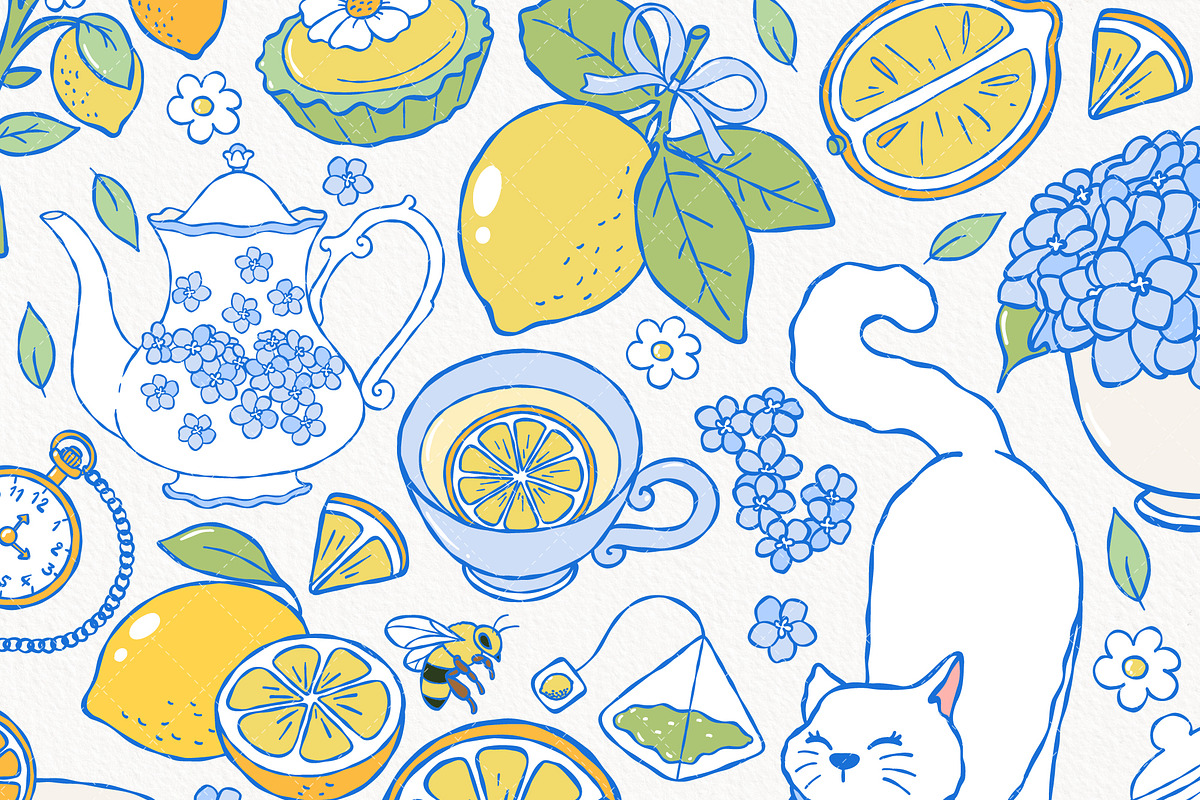 Lemon Tea Time Clipart Hand Drawn, a Food Illustration by TitaLivingArt (Photo 2 of 10)