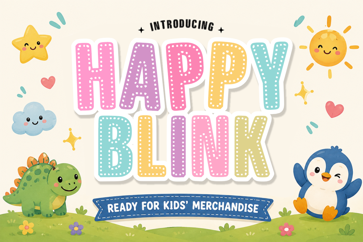Happy Blink - Cute Dotted Kids Font, a Sans Serif Font by KiddoGlyphs Studio (Photo 1 of 3)