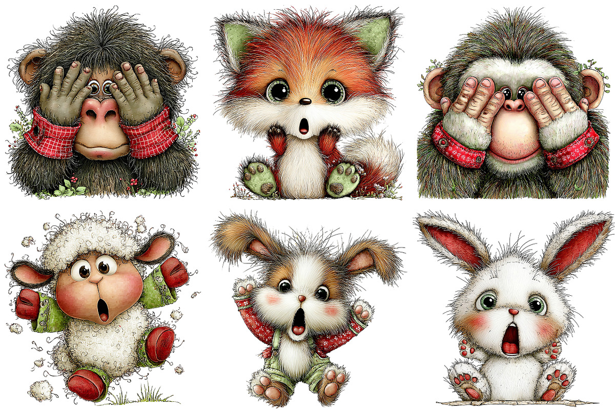 Funny Panic Animals Clipart Bundle, an Illustration by Craft Nest (Photo 7 of 11)