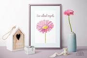 Watercolor set of gerbera flowers, a Decorative Illustration by BrushArtDesigns (Thumbnail 9 of 9)