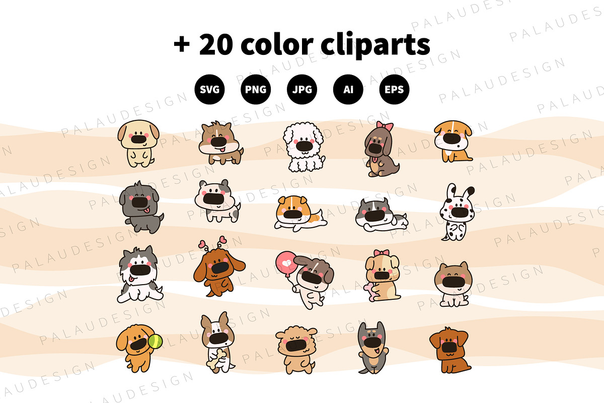 Cute Kawaii Dogs Characters, an Animal Illustration by Palau (Photo 10 of 12)