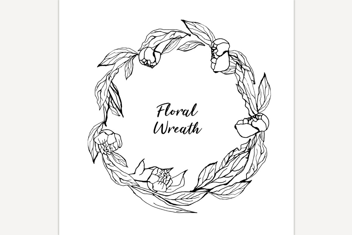Floral hand drawn wreath. Botanical, an Outline Icon by Anna's Shop