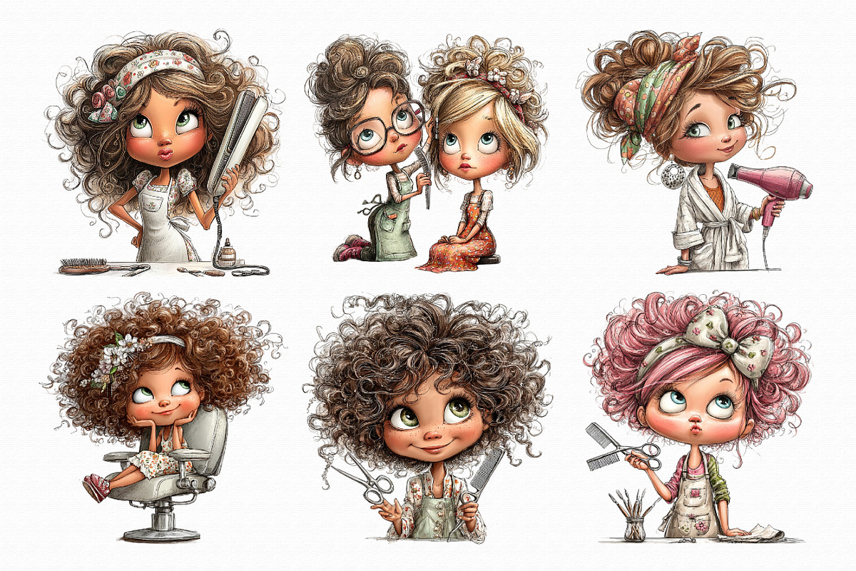 Hairdresser Girl Clipart, an Illustration by Libby Wishes (Photo 8 of 8)