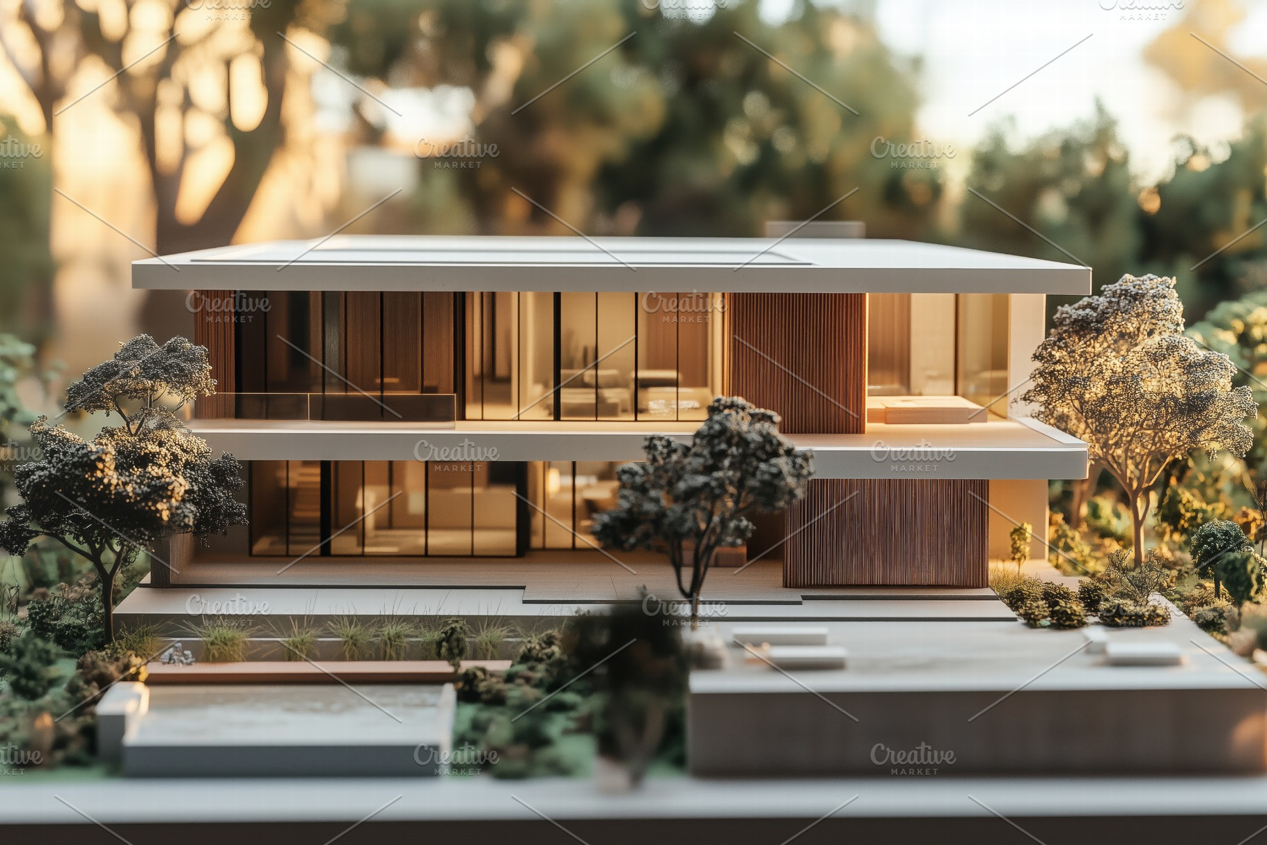A detailed architectural model of a modern Contemporary house style ...