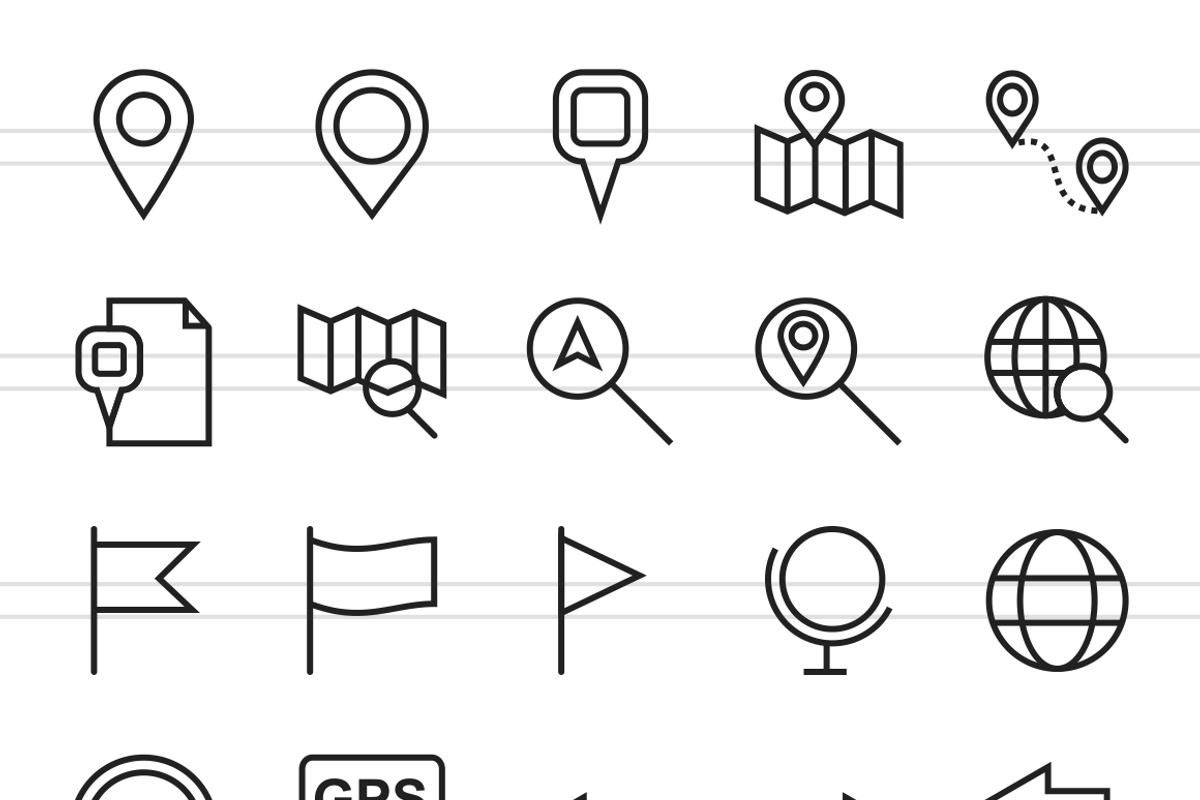 50 Maps & Navigation Line Icons, an Outline Icon by IconBunny