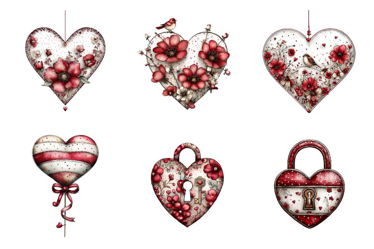 Whimsical valentines day clip art, an Illustration by SinaCreation (Photo 4 of 11)