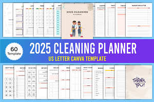 2025 Cleaning planner Canva, a Stationery Template by Designmela01