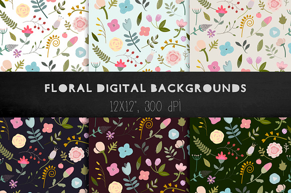 Floral backgrounds, floral patterns preview 2
