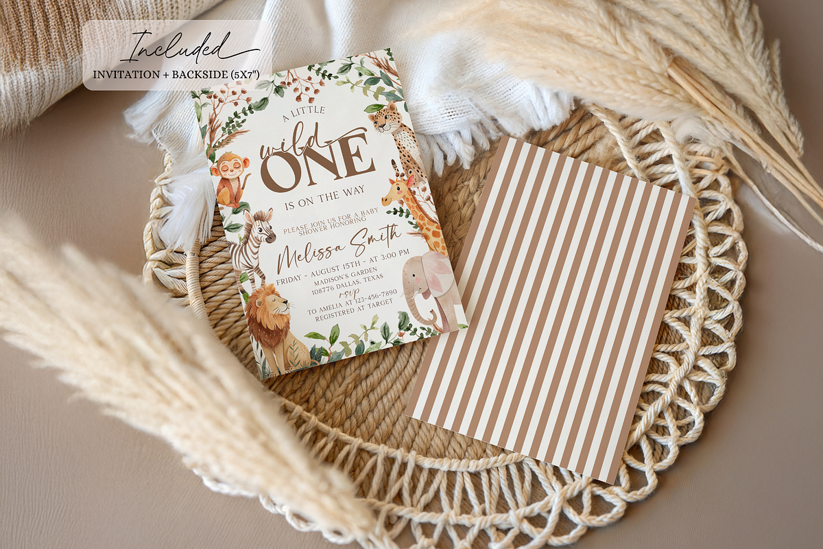 Safari Baby Shower Invitation, a Templates & Theme by VeliusCreativeStudio (Photo 2 of 5)