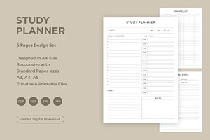 Study Planning Pages Set V-03, a Stationery Template by shahsoft