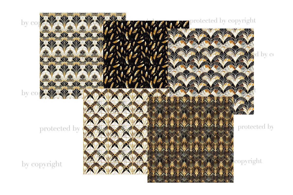 1920s Party Papers | Black and Gold, a Pattern Graphic by GlamArtZhanna (Photo 3 of 3)