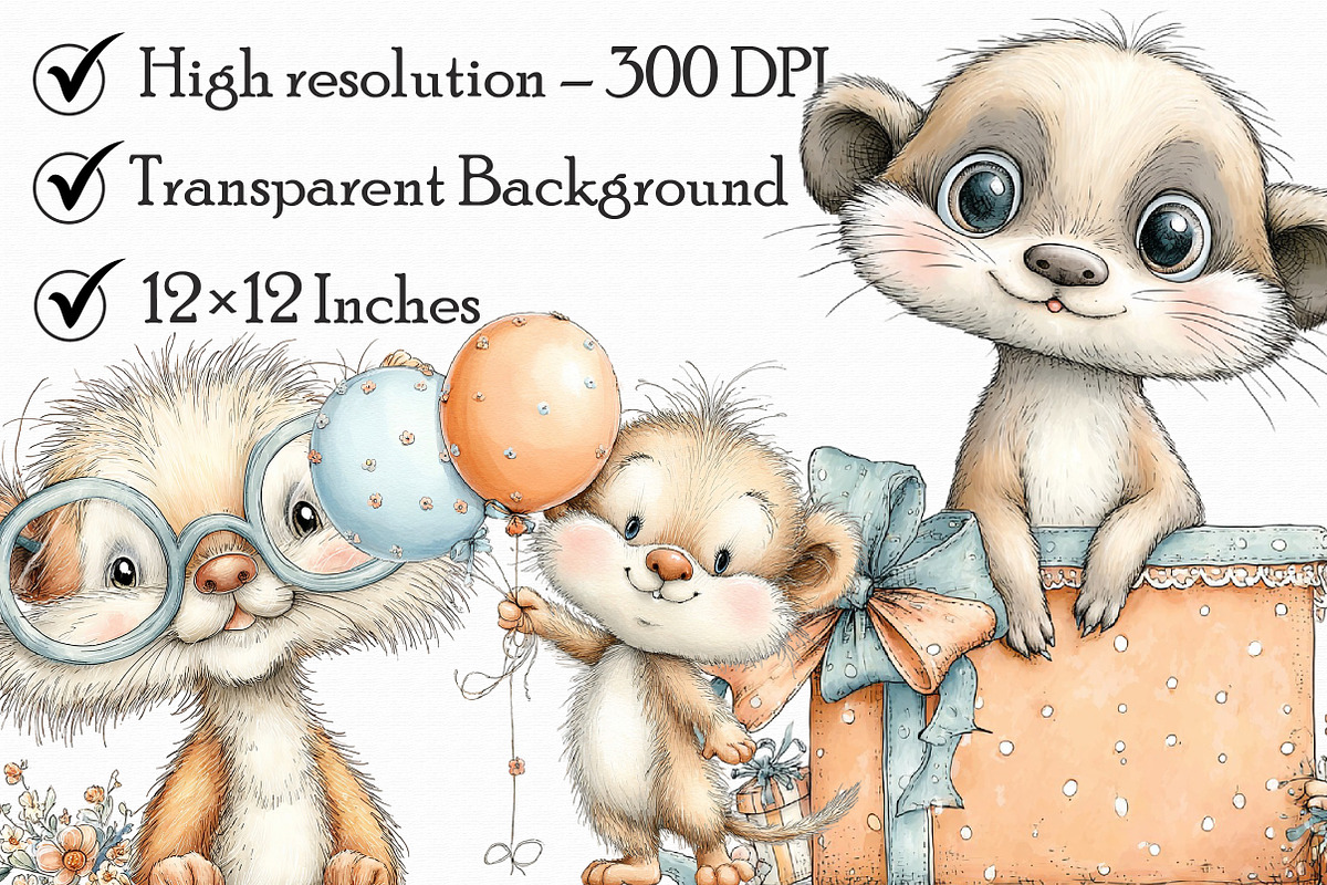 Whimsical Meerkat Clipart, an Illustration by Libby Wishes (Photo 3 of 7)